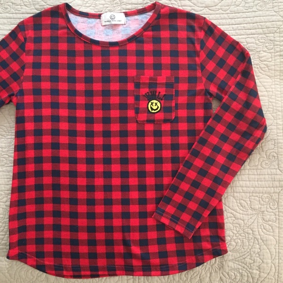 Smiley Embroidered Check Longsleeve Top - Picture 3 of 5